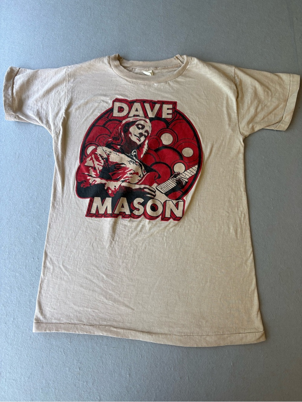Rare True Vintage 1978 Dave Mason Single Stitch USA Made Graphic Tee Cream Red S